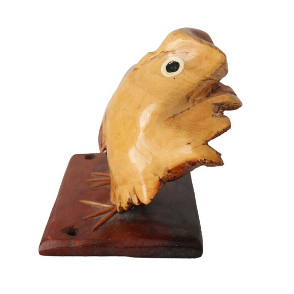 Vintage Hand-Carved Wooden Owl Bird Wood Burl Rustic Decor - Picture 2 of 7